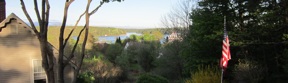 Backyard view of Kennebec River and lighthouse. Faces east